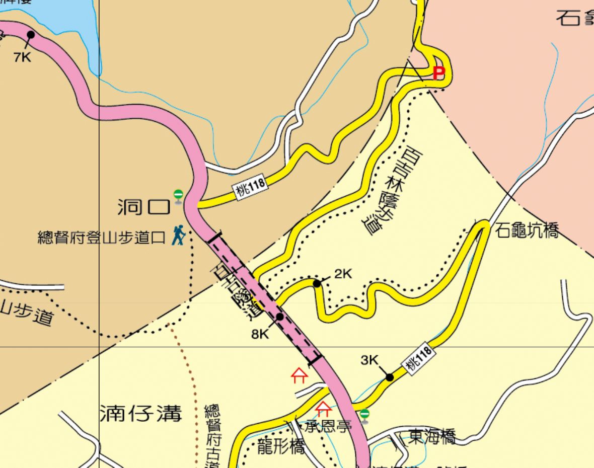 石龜坑古道（百吉林蔭步道）位置圖 /圖片來源：桃園市大溪區公所-桃園市大溪區行政區域街道圖