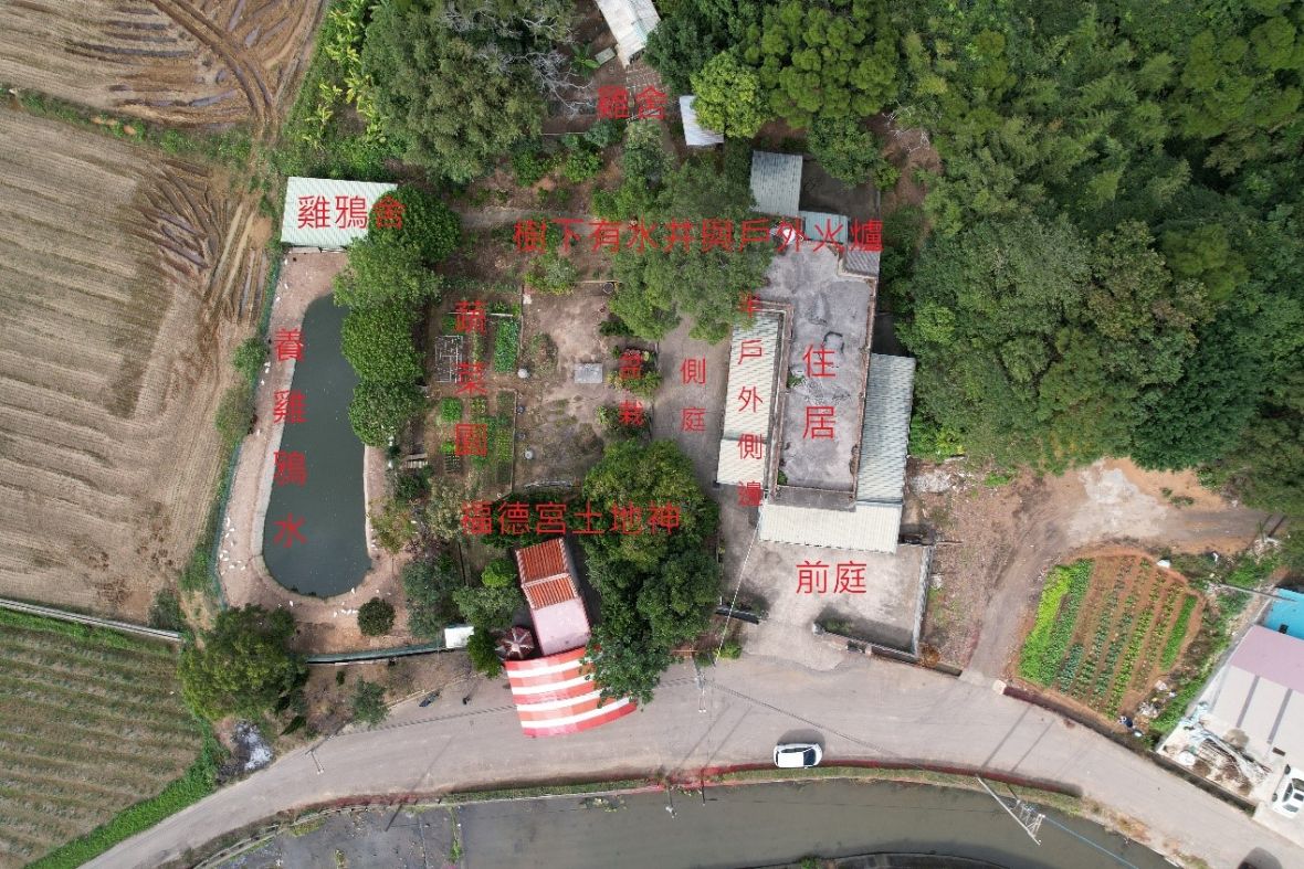 圓山子60-12號的盧宅（底圖為中央研究院《臺灣百年歷史地圖》）