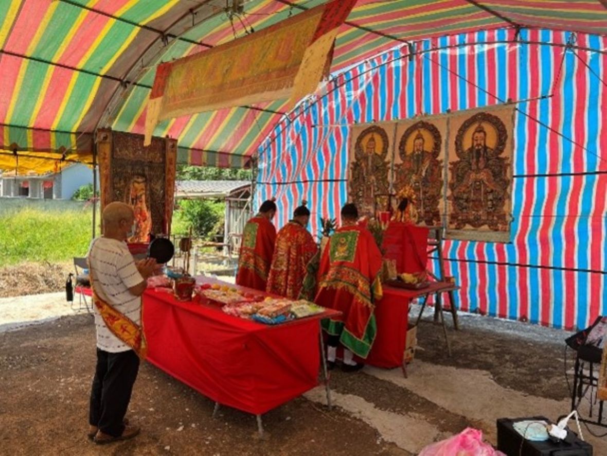 埔和村有靈祠舉辦中元普渡祭祀儀典外聘的道士團