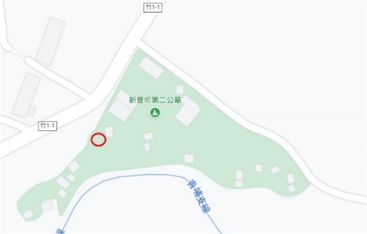 新豐鄉第二公墓霊園／墓地（新竹縣新豐鄉青埔子段1991地號）初葬墳墓位置示意圖