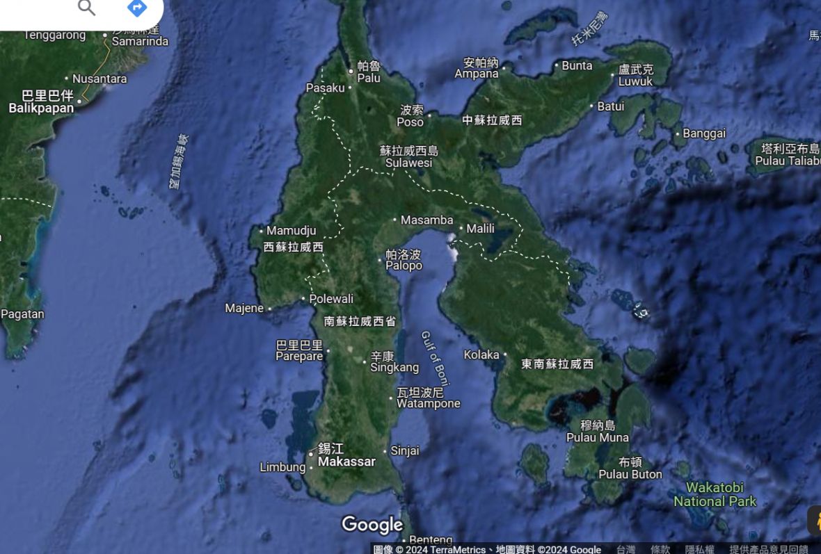 2024年擷取google蘇拉威西島衛星地圖作參考