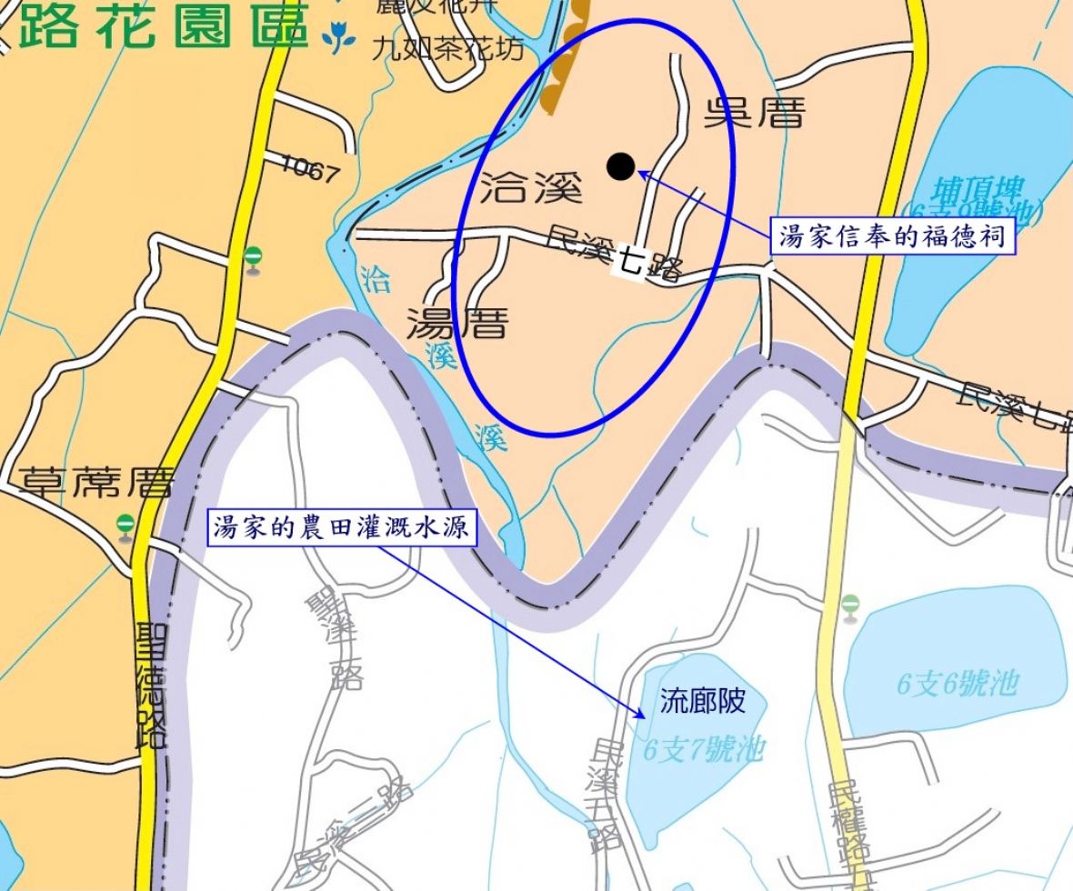  照鏡湯屋（湯厝）位置圖/圖片來源：桃園市大園區公所