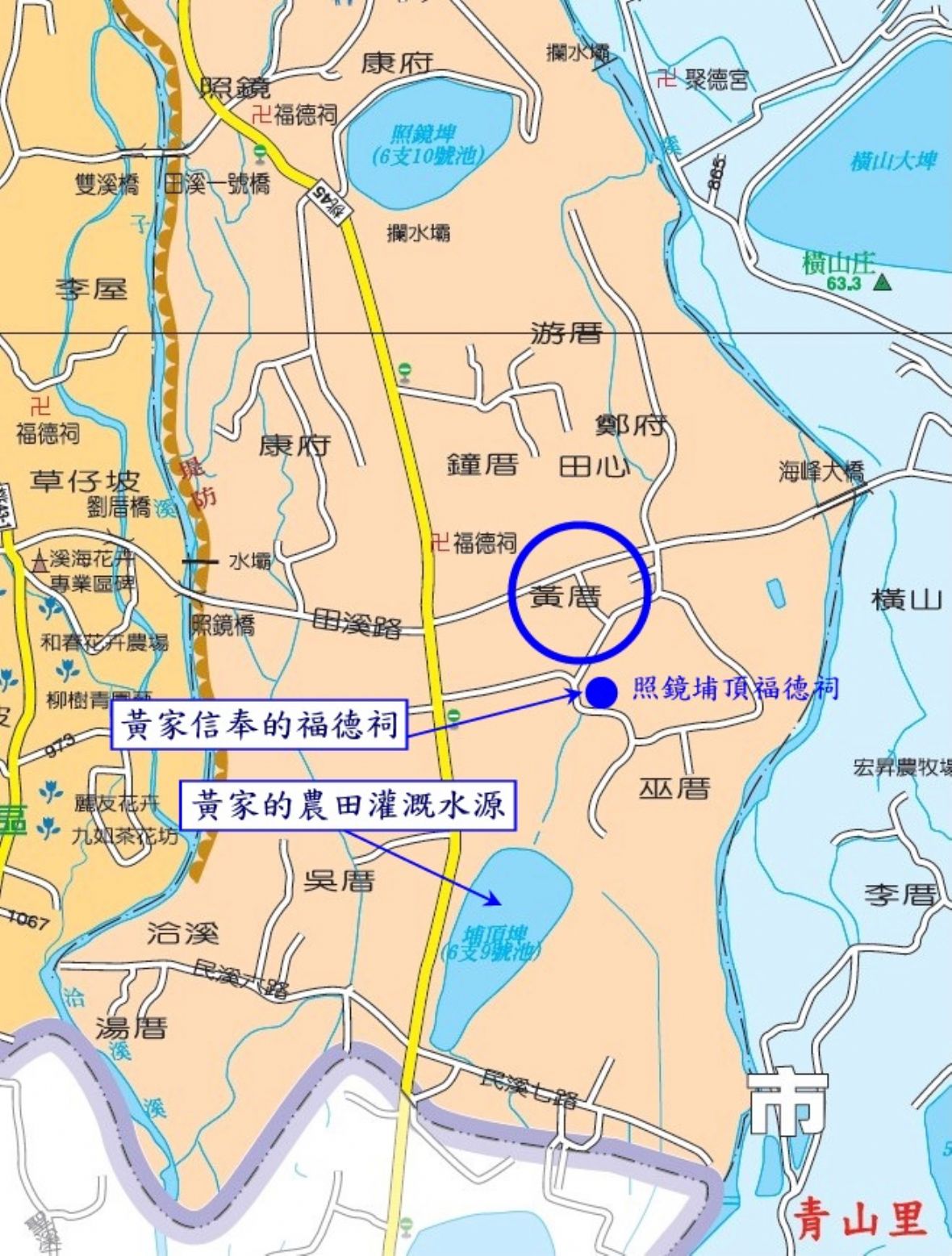 照鏡埔頂黃屋(黃厝)位置圖/圖片來源：桃園市大園區公所