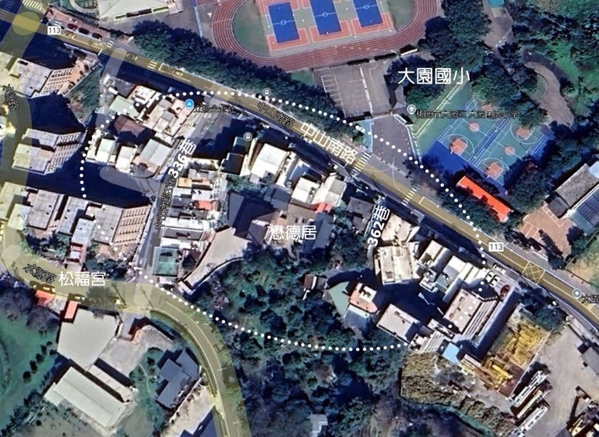 游姓家族居住在中山南路336巷及362巷周邊/圖片來源：Google地圖