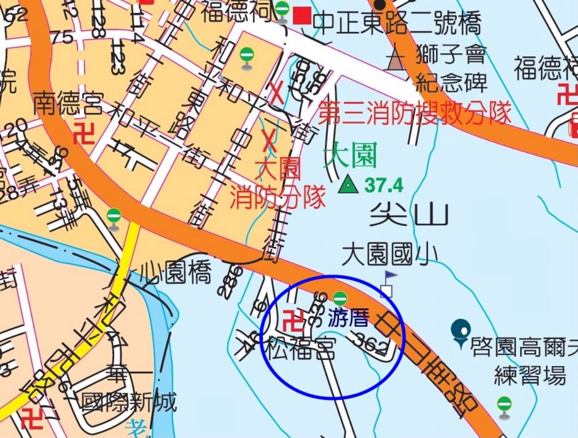 尖山游屋（游厝）位置圖/圖片來源：桃園市大園區公所