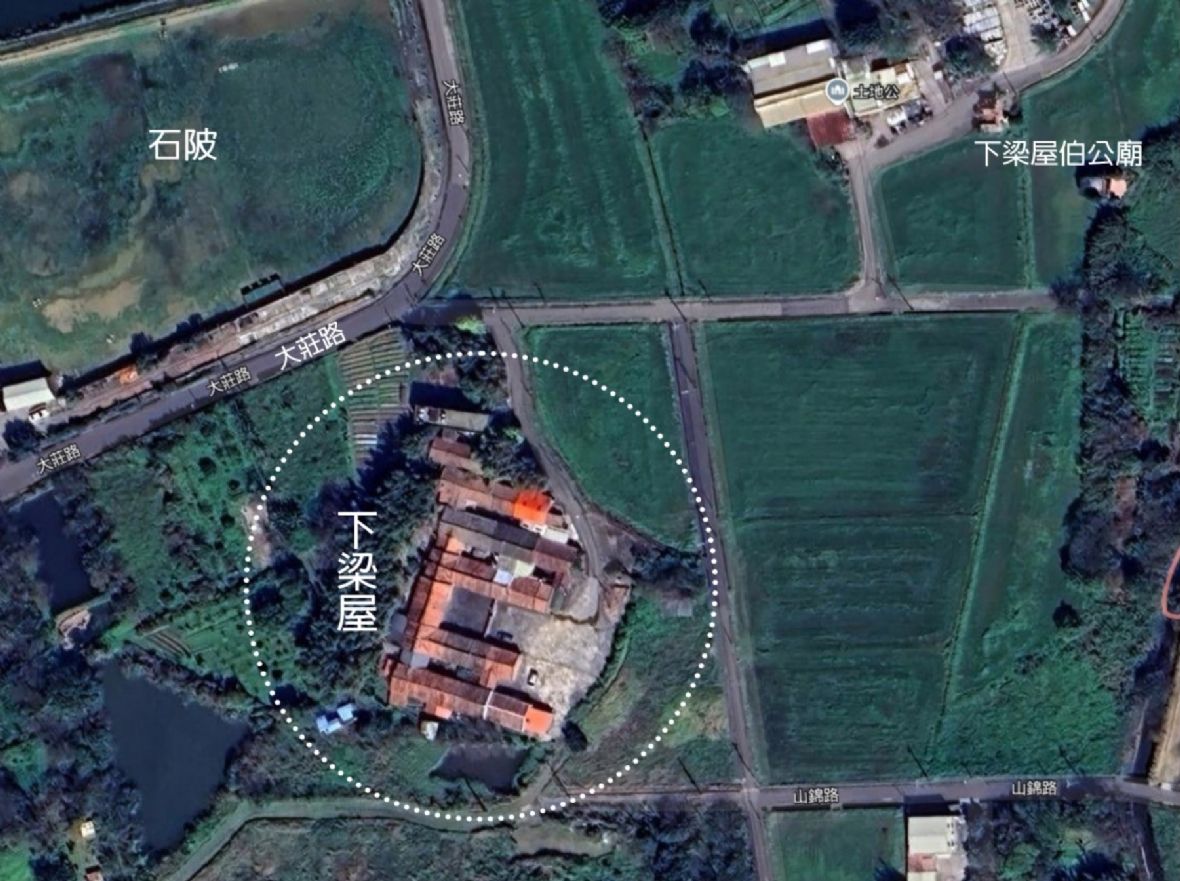 大崙庄下梁屋位於大莊路/圖片來源：Google地圖